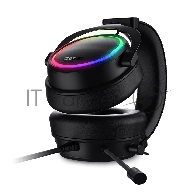 Гарнитура игровая проводная Dareu EH925s Pro Black (черный), подсветка RGB, съемный микрофон с шумоподавлением, подключение USB, длина кабеля 2,2м