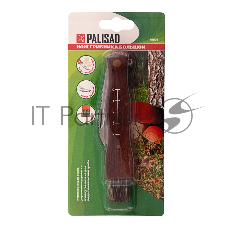 Нож грибника складной, 185 мм, деревянная рукоятка// Palisad
