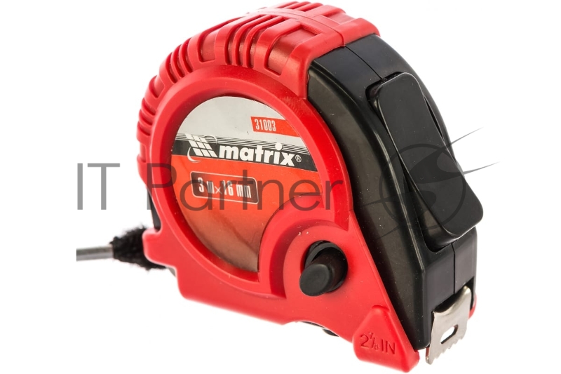 Рулетка MATRIX Rubber, 3 м х 16 мм, обрезиненный корпус// 31003