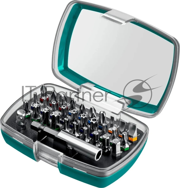 Набор KRAFTOOL: Биты C-Drive 32 многофункциональные, CR-MO, адаптеры в ударопрочном компактном боксе, цветная маркировка типов шлицов. 32 предмет