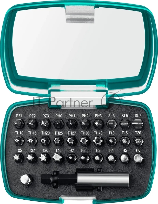 Набор KRAFTOOL: Биты C-Drive 32 многофункциональные, CR-MO, адаптеры в ударопрочном компактном боксе, цветная маркировка типов шлицов. 32 предмет