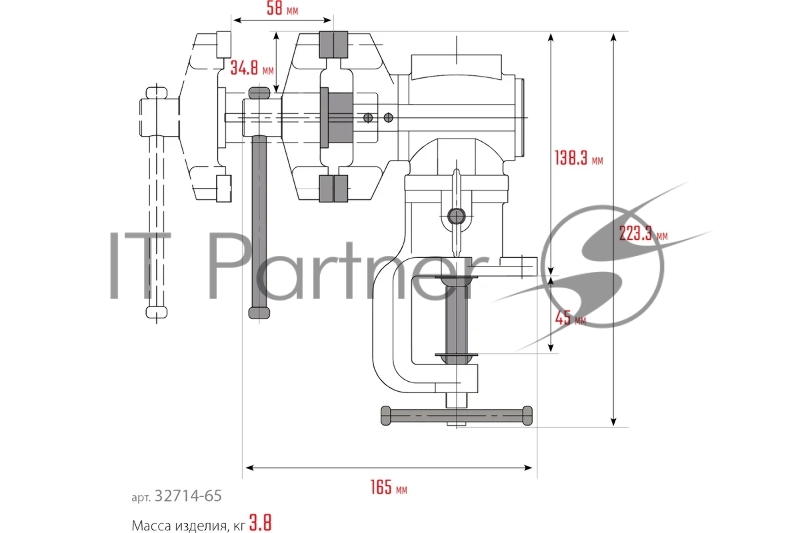 Многофункциональные настольные тиски KRAFTOOL 3D-MINI 65/38 мм