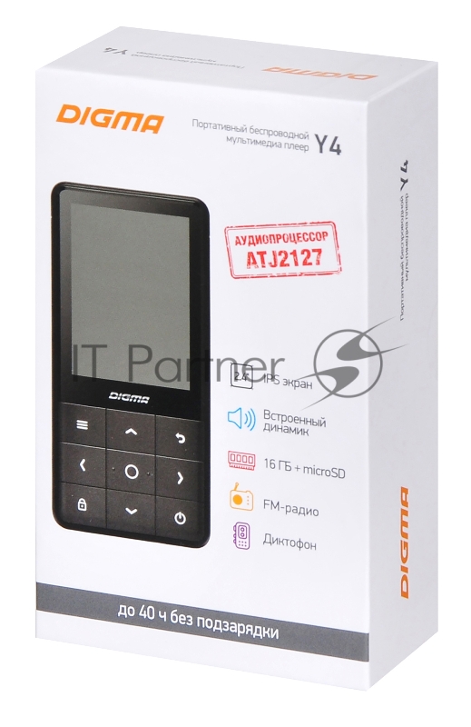 Плеер Hi-Fi Flash Digma Y4 BT 16Gb черный/2.4/FM/microSDHC