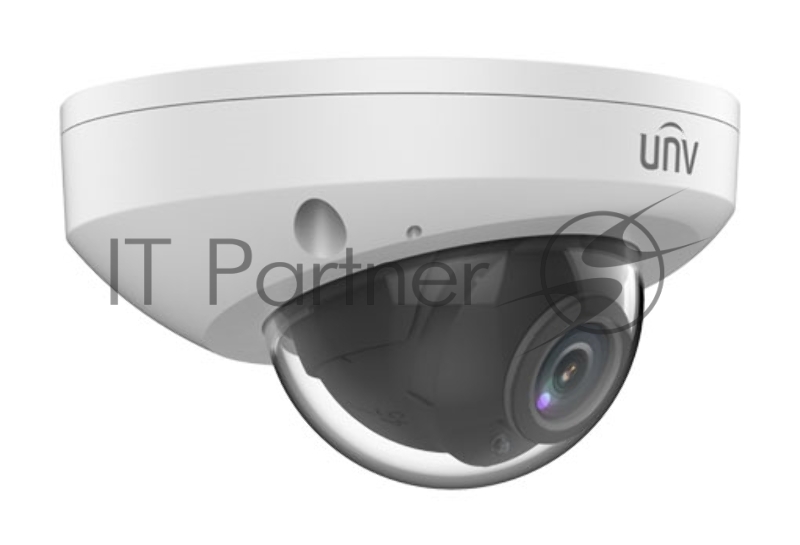 Видеокамера IP Uniview IPC312SB-ADF28K-I0 Мини-купольная антивандальная: фикс. объектив 2.8мм, 2MP, Smart IR 30m, Mic, WDR 120dB, Ultra 265/H.264/MJPEG, аудио вх/вых, Smart функции, LightHunter, MicroSD, PoE, IP67, IK10