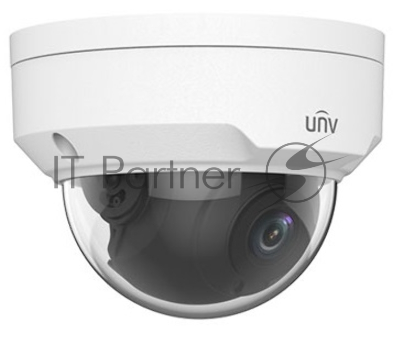 Видеокамера Uniview IP купольная антивандальная, 1/2.8 2 Мп КМОП @ 30 к/с, ИК-подсветка до 30м., 0.01 Лк @F2.0, объектив 4.0 мм, DWDR, 2D/3D DNR, Ultra 265, H.265, H.264, 2 потока, детекция движения,