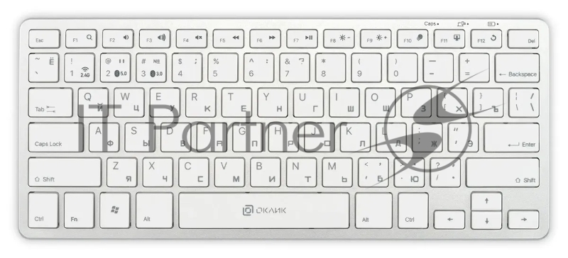 Клавиатура Оклик 855S серебристый USB беспроводная slim Multimedia (1696464)