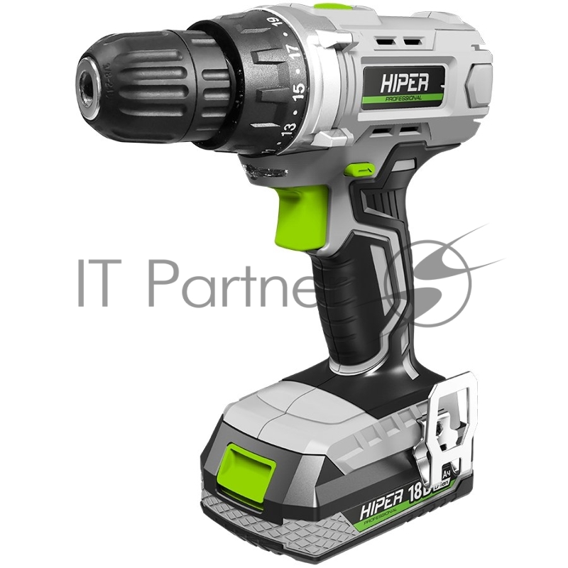 Дрель Cordless drill HIPER 18V, 38Nm, 2.0Ah, 0-400 / 0-1200 rpm, 1 battery, Li-ion, box