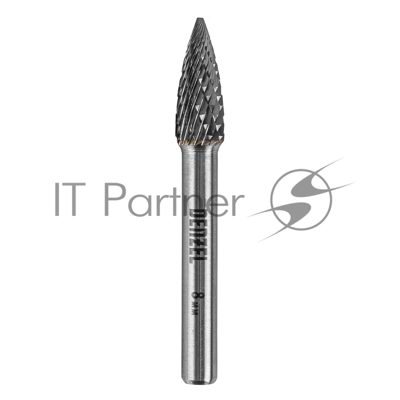 Борфреза по металлу твердосплавная, параболическая заостренная, тип-G, 8 мм// Denzel