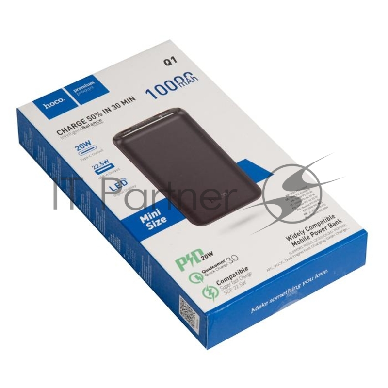 Внешний аккумулятор HOCO Q1 Kraft быстрая зарядка QC3.0, PD20, USB-A 22,5W (10000mAh), черный