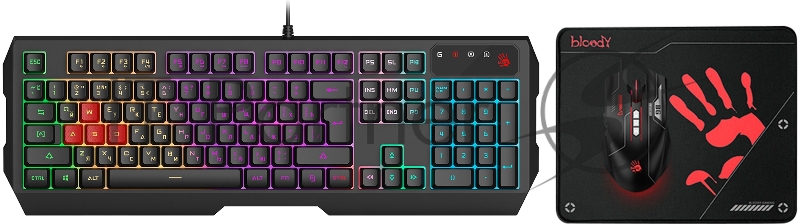 Клавиатура + мышь A4Tech Bloody B1700 клав:черный мышь:черный USB LED (B1700 ( B140N +ES7 + BP-50M))
