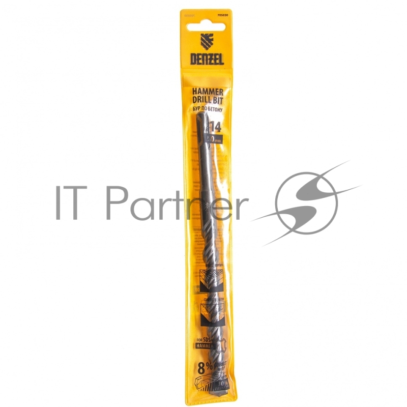 Бур по бетону, двойная спираль, Cobalt W-tip, 14x210 мм, SDS PLUS// Denzel