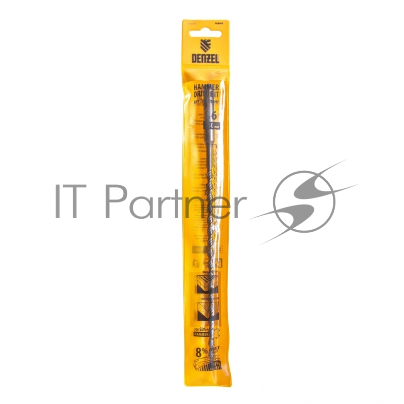 Бур по бетону, двойная спираль, Cobalt W-tip, 6x260 мм, SDS PLUS// Denzel