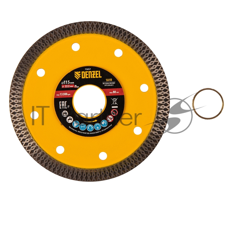 Диск алмазный отрезной 115 х 22,2мм, сплошной, супертонкий, горячий пресс, сухой/мокрый рез// Denzel