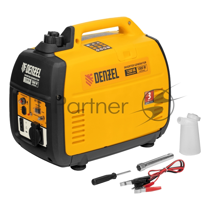 Генератор инверторный GT-1200iS, 1,2 кВт, 230 В, бак 2,4 л, закрытый корпус, ручной старт// Denzel
