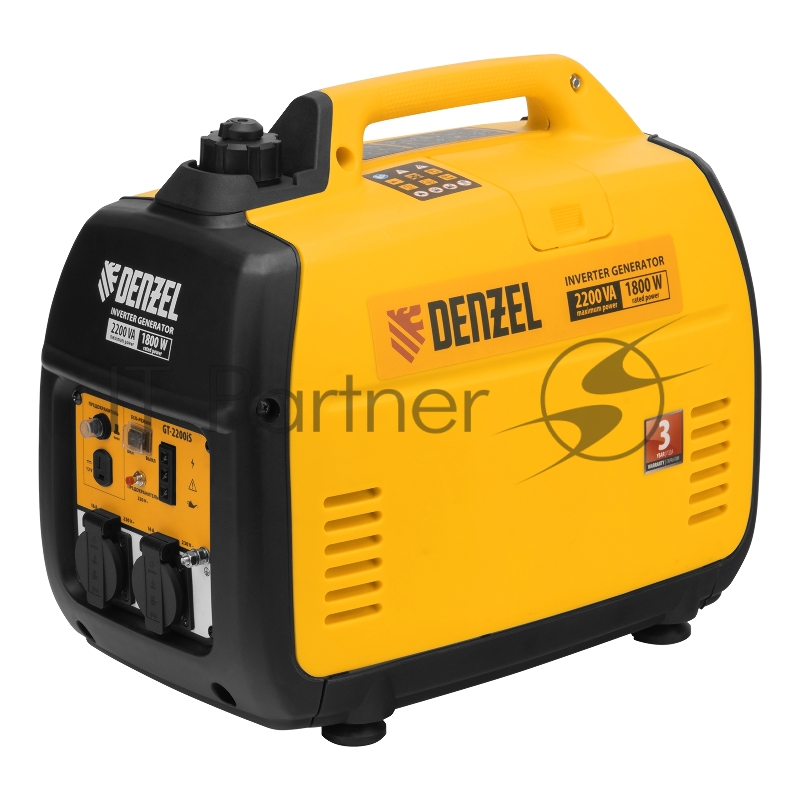 Генератор инверторный GT-2200iS, 2,2 кВт, 230 В, бак 4 л, закрытый корпус, ручной старт// Denzel
