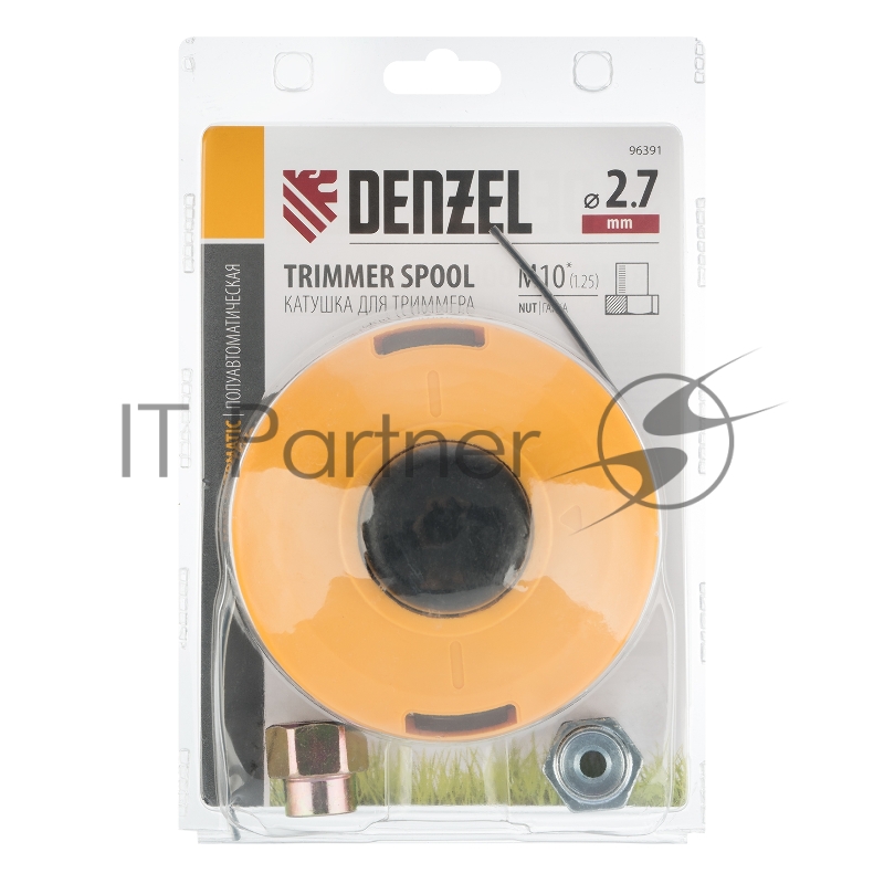 Катушка тримм. полуавтомат. гайка М10х1,25L гайка М10х1L гайка М8х1,25L// Denzel