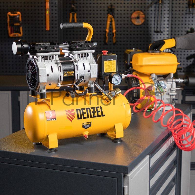 Компрессор DLS650/10 безмаслянный малошумный 650 Вт, 120 л/мин,ресивер 10 л// Denzel
