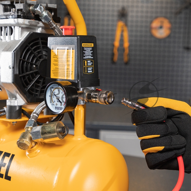 Компрессор DLS650/10 безмаслянный малошумный 650 Вт, 120 л/мин,ресивер 10 л// Denzel