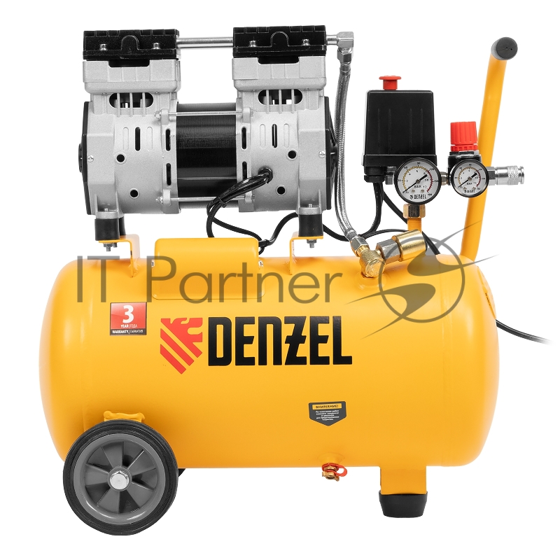 Компрессор DLS950/24 безмаслянный малошумный 950 Вт, 165 л/мин,ресивер 24 л// Denzel