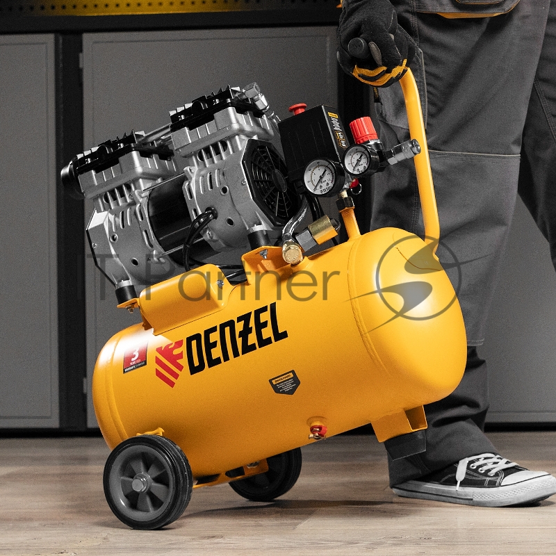 Компрессор DLS950/24 безмаслянный малошумный 950 Вт, 165 л/мин,ресивер 24 л// Denzel