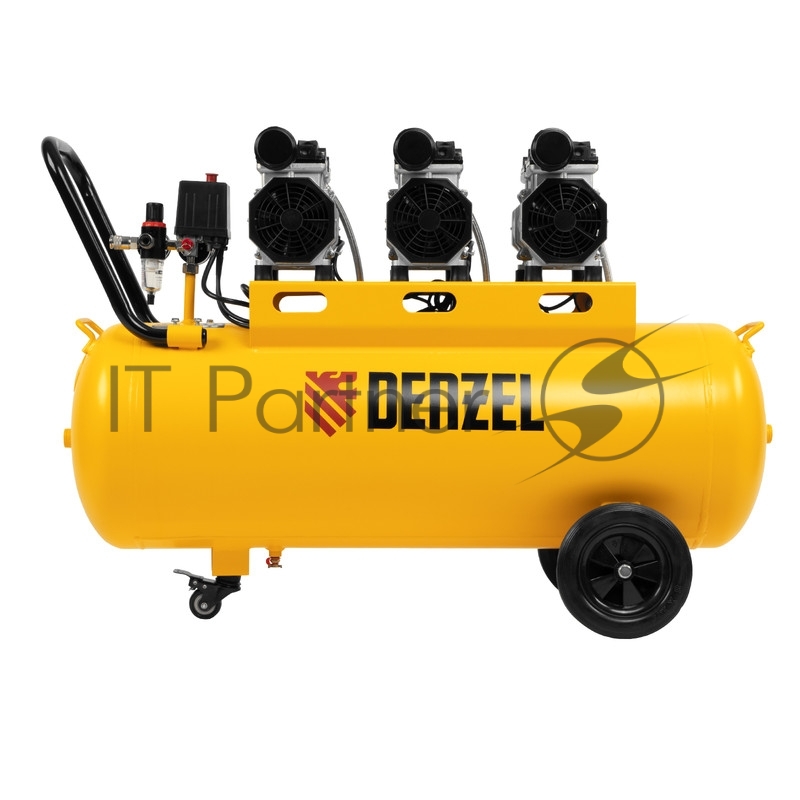 Компрессор безмаслянный малошумный DLS 1800/100,1800 Вт, 3х600, 100 л, 345 л/мин// Denzel