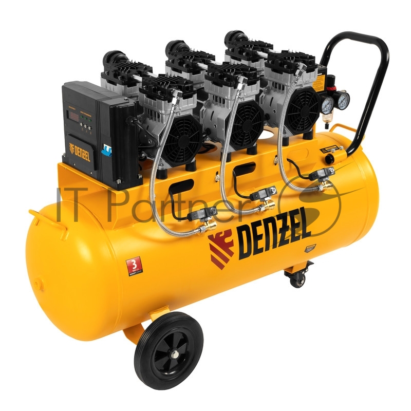 Компрессор безмаслянный малошумный DLS 2250/100, 2250 Вт, 3х750, 100 л, 410 л/мин блок упр// Denzel