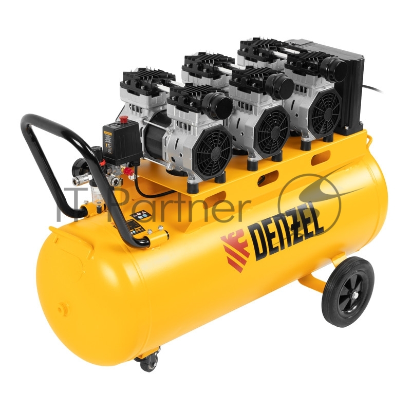 Компрессор безмаслянный малошумный DLS 2250/100, 2250 Вт, 3х750, 100 л, 410 л/мин блок упр// Denzel