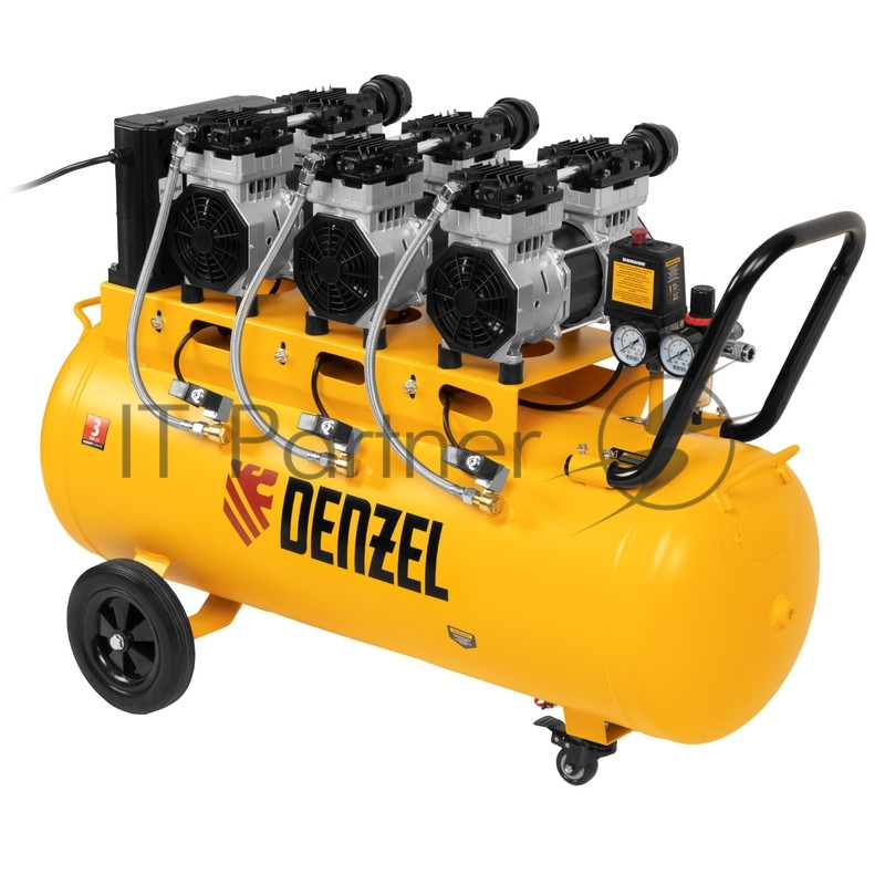 Компрессор безмаслянный малошумный DLS 2250/100, 2250 Вт, 3х750, 100 л, 410 л/мин блок упр// Denzel