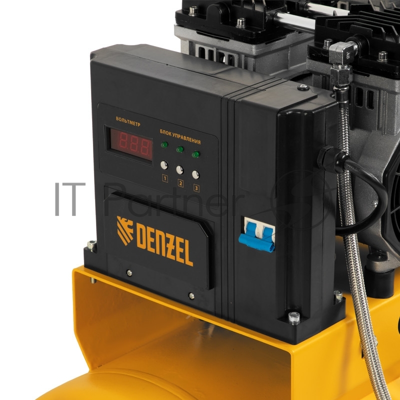 Компрессор безмаслянный малошумный DLS 2250/100, 2250 Вт, 3х750, 100 л, 410 л/мин блок упр// Denzel