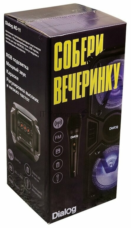 Акустическая колонка Dialog Oscar AO-11 1.0, 26W RMS, Караоке c микрофоном, BT+FM+USB+SD+LED