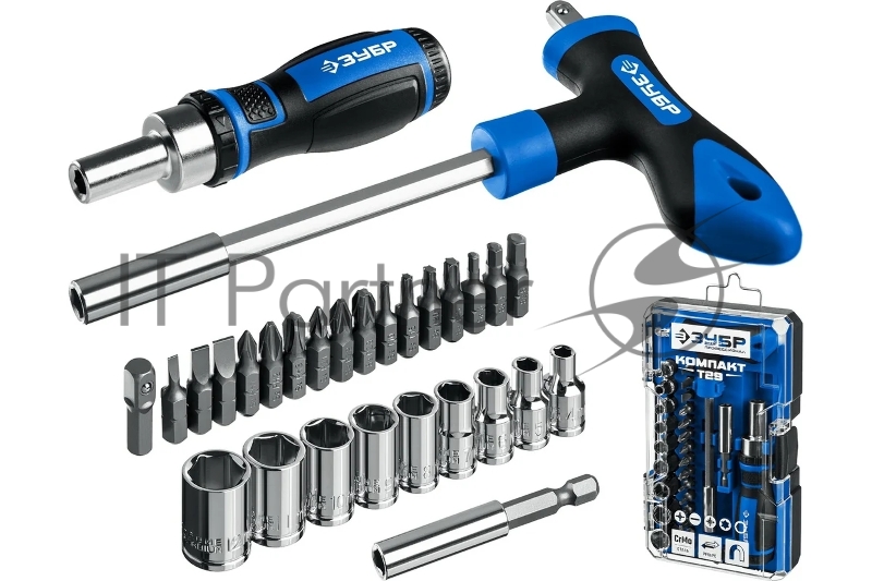 Набор: реверсивная отвертка с насадками 29 шт ЗУБР Компакт-Т29