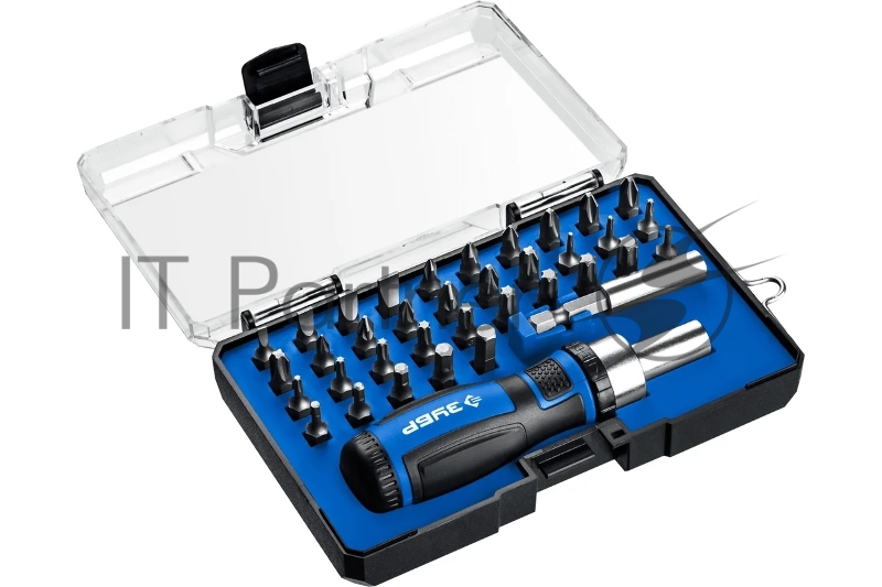 Набор: реверсивная отвертка с насадками 37 шт ЗУБР Компакт-37