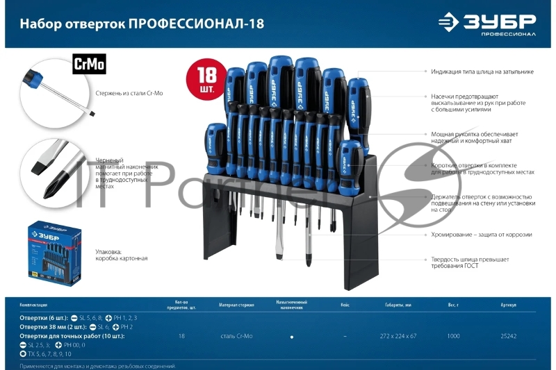 Набор отверток 18 шт ЗУБР Профессионал-18