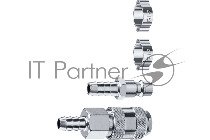 Набор (штуцер елочка 10 мм - рапид муфта) + (рапид штуцер-штуцер елочка 10 мм) + (обжимные хомуты 2 шт) ЗУБР Профессионал