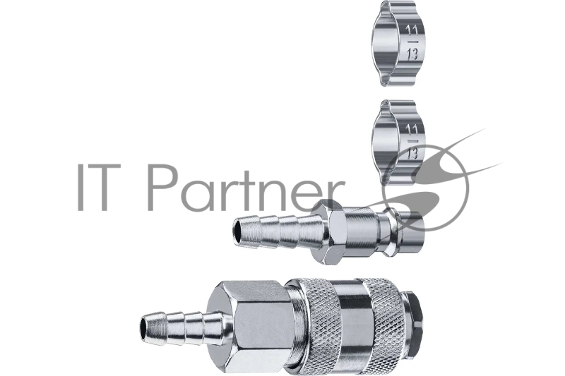 Набор (штуцер елочка 8 мм - рапид муфта) + (рапид штуцер-штуцер елочка 8 мм) + (обжимные хомуты 2 шт) ЗУБР Профессионал