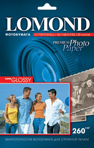 Фотобумага Lomond суперглянцевая (1103102), Super Glossy, 10х15 см, 260 г/м2, 20 л.