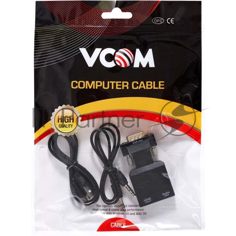 Переходник VCOM CA337A VGA(M)+audio+microUSB --> HDMI(F)1080*60Hz, VCOM <CA337A>
