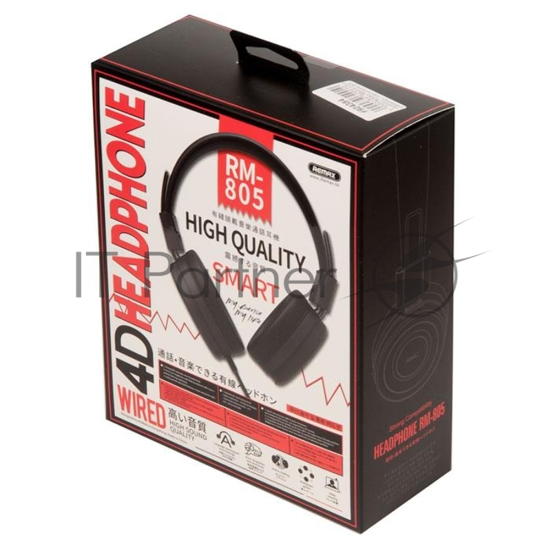 Наушники REMAX RM-805 полноразмерные, подключение jack 3.5mm, черный