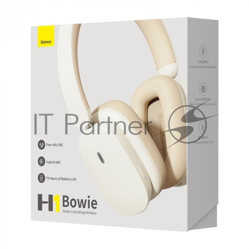 Наушники BASEUS Bowie H1 ANC полноразмерные, беспроводные, белый