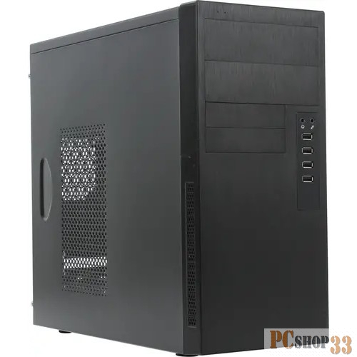 Корпус MiniTower Powerman ES863 Black PM-450ATX U2*2+A(HD)+USB 3.1 TypeC, additional HDD cage, P-lock, SGCC 0.5mm, carton with Powerman logo MicroATX