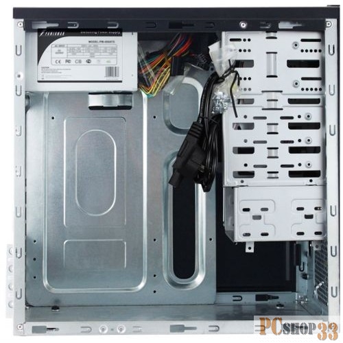 Корпус MiniTower Powerman ES863 Black PM-450ATX U2*2+A(HD)+USB 3.1 TypeC, additional HDD cage, P-lock, SGCC 0.5mm, carton with Powerman logo MicroATX