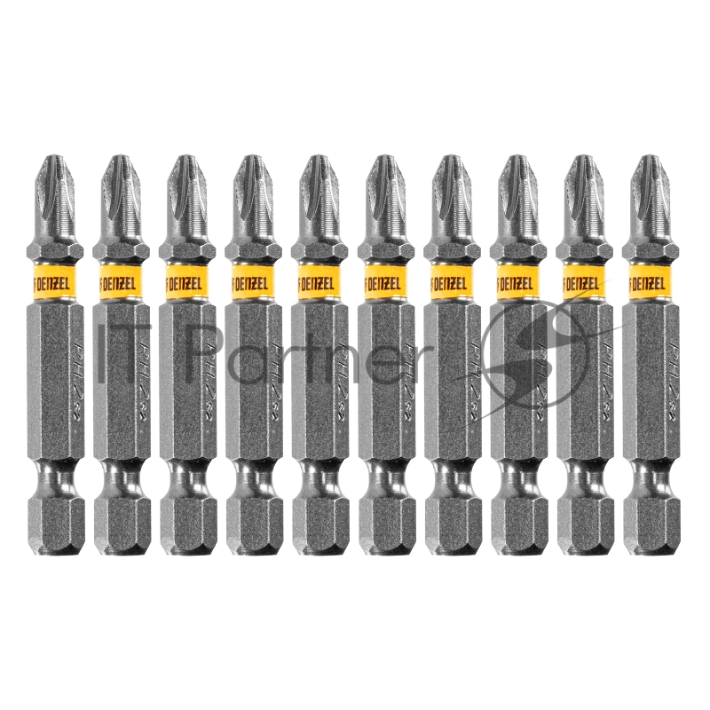 Набор бит PH2х50, сталь S2, 10 шт., шестигранный профиль, отрывная упаковка// Denzel
