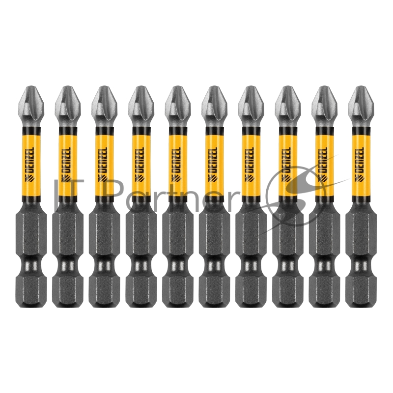 Набор бит торсионных PH2x50 мм, лазерная обработка шлица, сталь S2, 10 шт.// Denzel