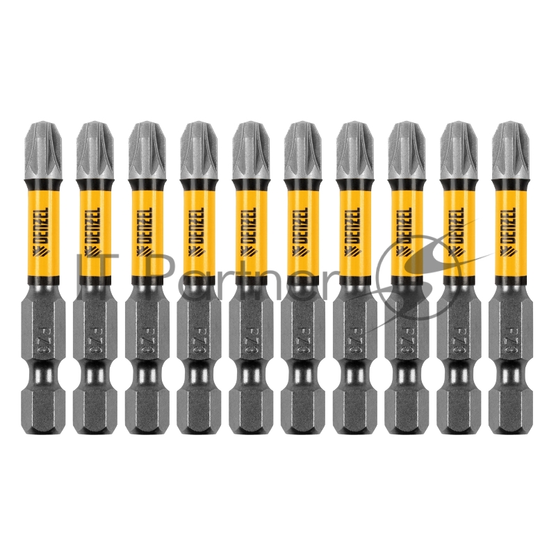 Набор бит торсионных PZ3x50 мм, лазерная обработка шлица, сталь S2, 10 шт.// Denzel