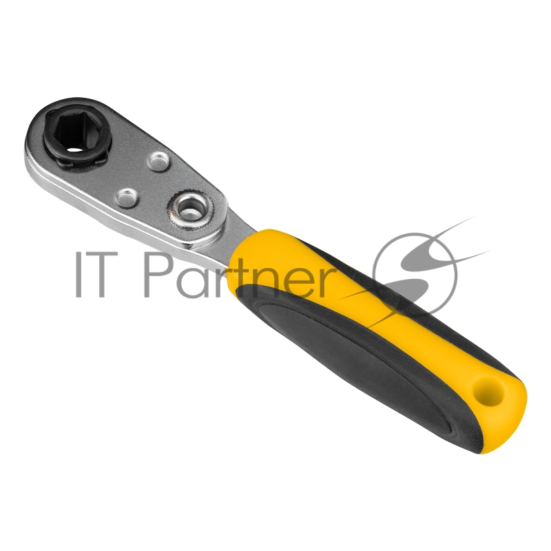 Ключ-трещотка для бит 1/4, 52 зуба, CrMo, адаптер для торцевых головок// Denzel