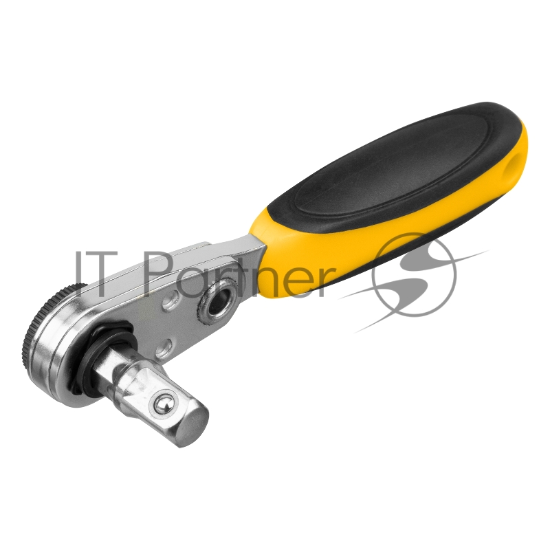 Ключ-трещотка для бит 1/4, 52 зуба, CrMo, адаптер для торцевых головок// Denzel