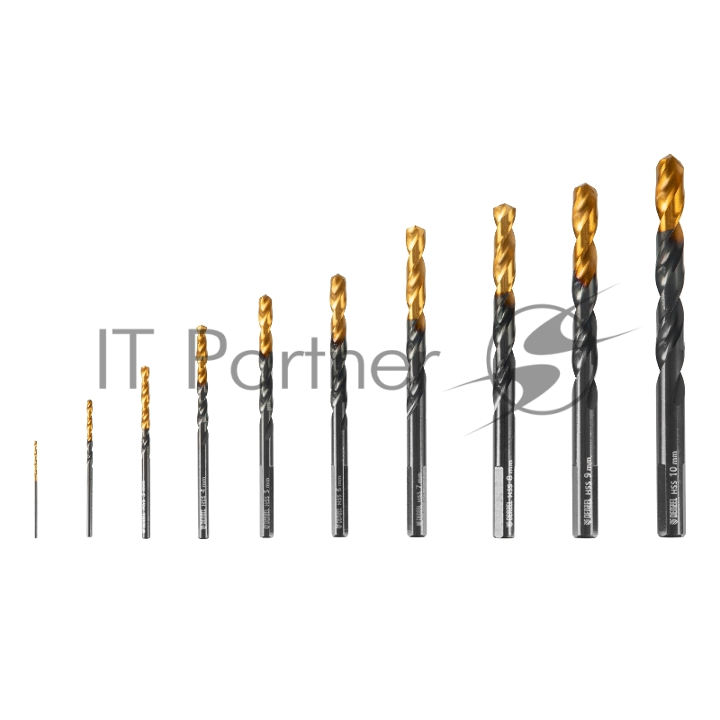 Набор сверл по металлу, 1-10 мм, HSS-Tin, Golden Tip, 10 шт// Denzel