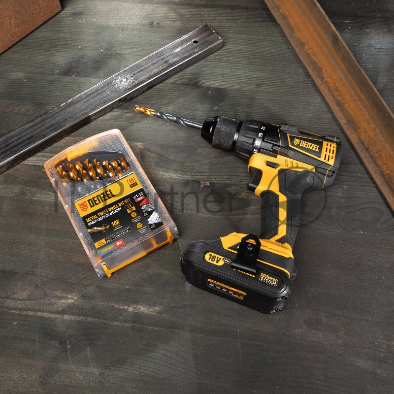 Набор сверл по металлу, 1-10 мм, HSS-Tin, Golden Tip, 19 шт// Denzel