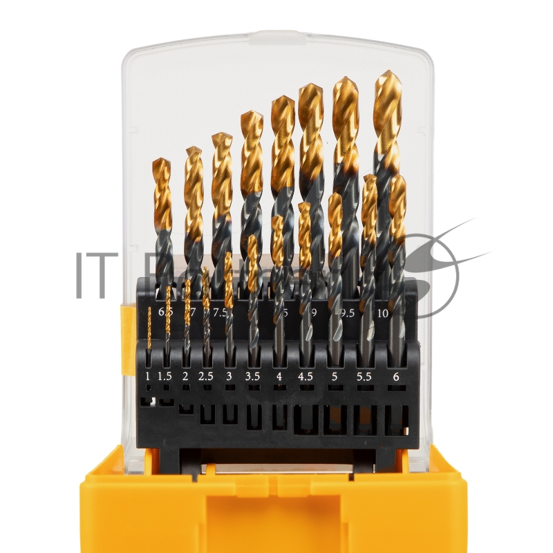 Набор сверл по металлу, 1-10 мм, HSS-Tin, Golden Tip, 19 шт// Denzel