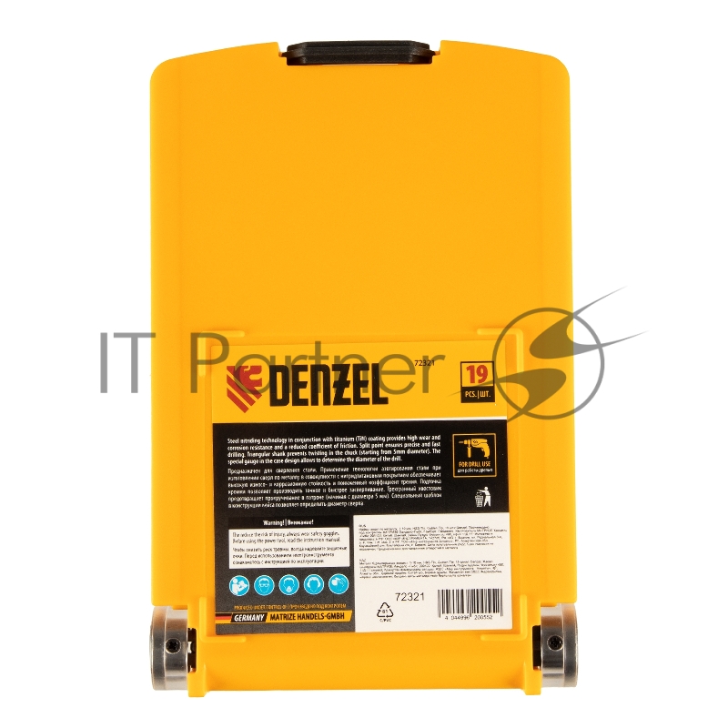 Набор сверл по металлу, 1-10 мм, HSS-Tin, Golden Tip, 19 шт// Denzel